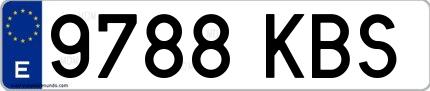 Ejemplo de matrícula española 9788 KBS
