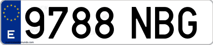Ejemplo de matrícula de coche ordinaria 9788 NBG