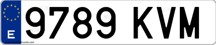 Ejemplo de matrícula de coche ordinaria 9789 KVM