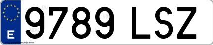 Ejemplo de matrícula española 9789 LSZ
