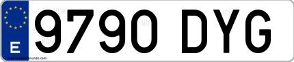 Ejemplo de matrícula española 9790 DYG