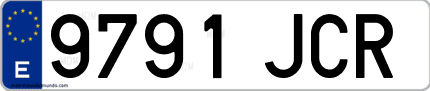 Ejemplo de matrícula de coche ordinaria 9791 JCR