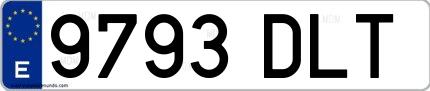 Ejemplo de matrícula española 9793 DLT