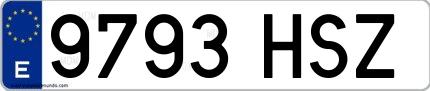 Ejemplo de matrícula española 9793 HSZ