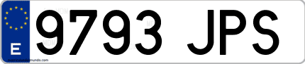 Ejemplo de matrícula de coche ordinaria 9793 JPS