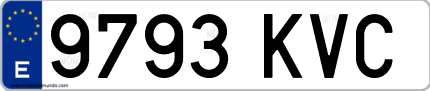 Ejemplo de matrícula de coche ordinaria 9793 KVC