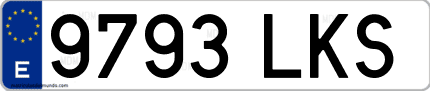 Ejemplo de matrícula de coche ordinaria 9793 LKS
