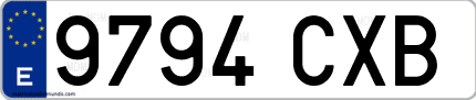 Ejemplo de matrícula de coche ordinaria 9794 CXB