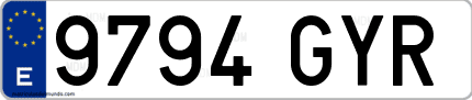 Ejemplo de matrícula de coche ordinaria 9794 GYR