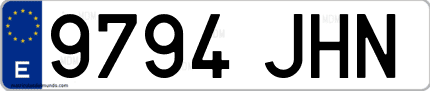 Ejemplo de matrícula de coche ordinaria 9794 JHN