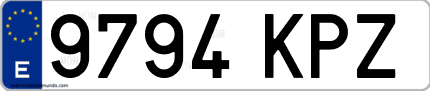 Ejemplo de matrícula de coche ordinaria 9794 KPZ