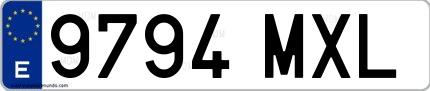 Ejemplo de matrícula española 9794 MXL