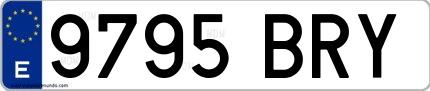 Ejemplo de matrícula española 9795 BRY