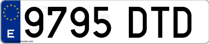 Ejemplo de matrícula de coche ordinaria 9795 DTD