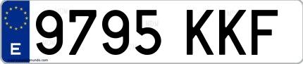 Ejemplo de matrícula de coche ordinaria 9795 KKF