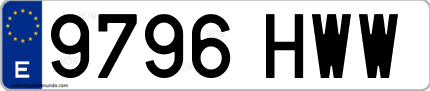 Ejemplo de matrícula de coche ordinaria 9796 HWW