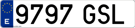 Ejemplo de matrícula de coche ordinaria 9797 GSL