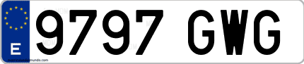 Ejemplo de matrícula de coche ordinaria 9797 GWG