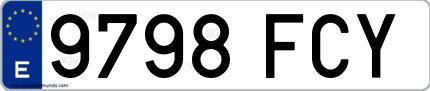 Ejemplo de matrícula española 9798 FCY