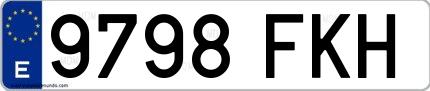 Ejemplo de matrícula española 9798 FKH