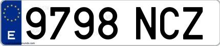 Ejemplo de matrícula española 9798 NCZ