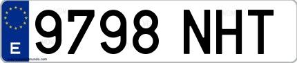 Ejemplo de matrícula española 9798 NHT