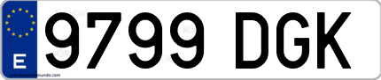 Ejemplo de matrícula de coche ordinaria 9799 DGK