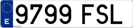 Ejemplo de matrícula española 9799 FSL