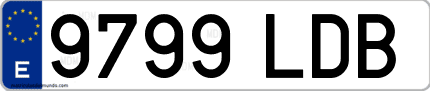 Ejemplo de matrícula de coche ordinaria 9799 LDB