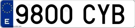 Ejemplo de matrícula española 9800 CYB