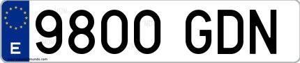 Ejemplo de matrícula de coche ordinaria 9800 GDN