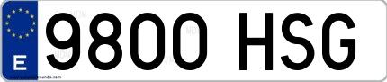 Ejemplo de matrícula española 9800 HSG