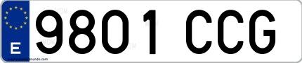 Ejemplo de matrícula española 9801 CCG