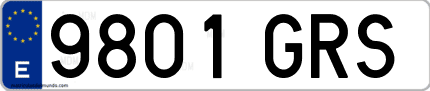 Ejemplo de matrícula de coche ordinaria 9801 GRS