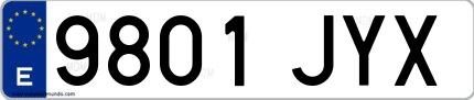 Ejemplo de matrícula española 9801 JYX