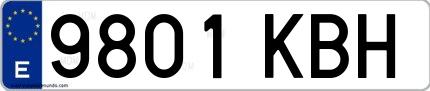 Ejemplo de matrícula española 9801 KBH