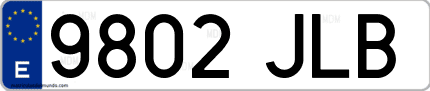 Ejemplo de matrícula de coche ordinaria 9802 JLB