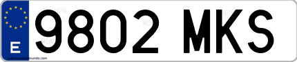 Ejemplo de matrícula de coche ordinaria 9802 MKS