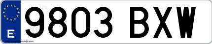 Ejemplo de matrícula española 9803 BXW