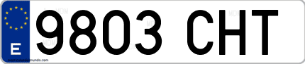 Ejemplo de matrícula de coche ordinaria 9803 CHT