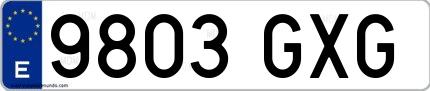 Ejemplo de matrícula española 9803 GXG