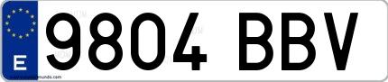 Ejemplo de matrícula española 9804 BBV