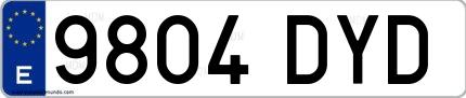 Ejemplo de matrícula española 9804 DYD