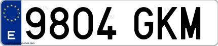 Ejemplo de matrícula española 9804 GKM