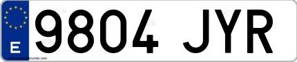 Ejemplo de matrícula española 9804 JYR