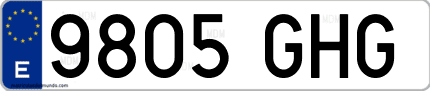 Ejemplo de matrícula de coche ordinaria 9805 GHG