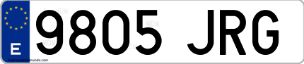 Ejemplo de matrícula de coche ordinaria 9805 JRG
