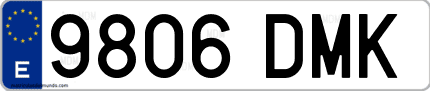 Ejemplo de matrícula de coche ordinaria 9806 DMK