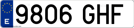 Ejemplo de matrícula de coche ordinaria 9806 GHF