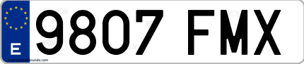 Ejemplo de matrícula de coche ordinaria 9807 FMX